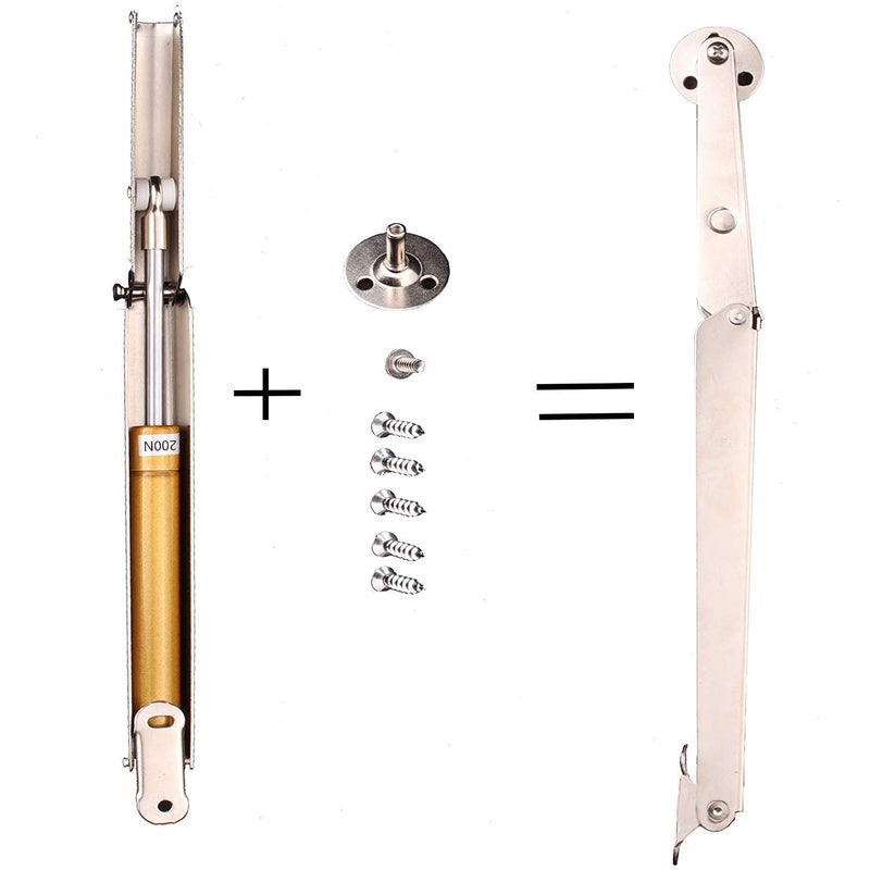 Tiberham Lid Support Hinge, Tiberham 200N Heavy Duty Gas Spring Lid Stay Hinge Buffer Damper, Tatami Supports Gas Strut Hydraulic Rod for Kitchen Cabinet Door Cupboard Toy Box Pneumatic Stop Support - Image 2